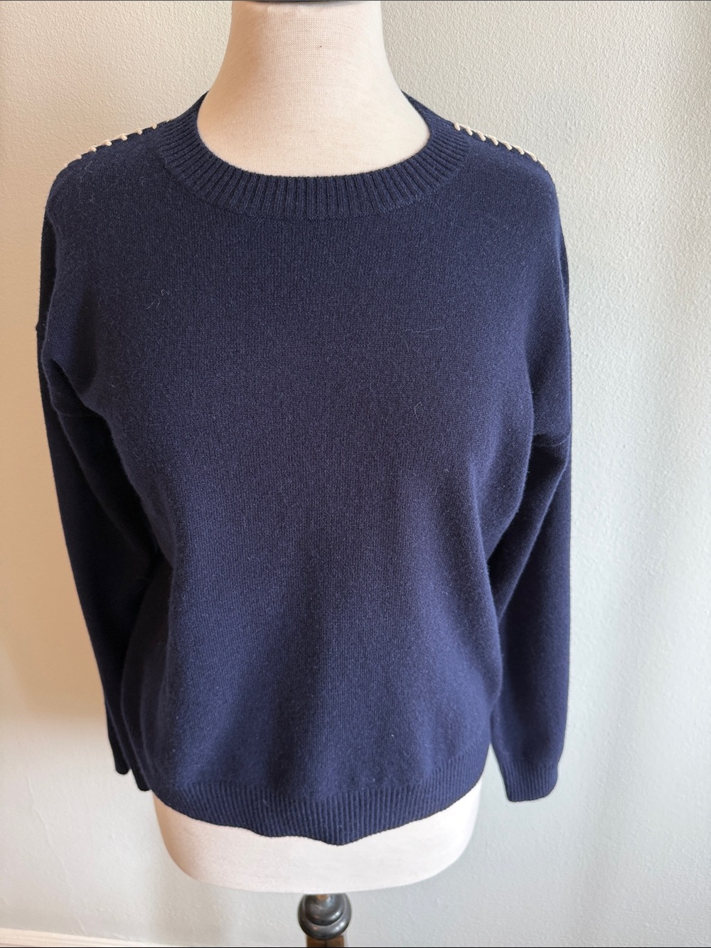 Cocoa Cashmere Crewneck Sweater with Arm Detail